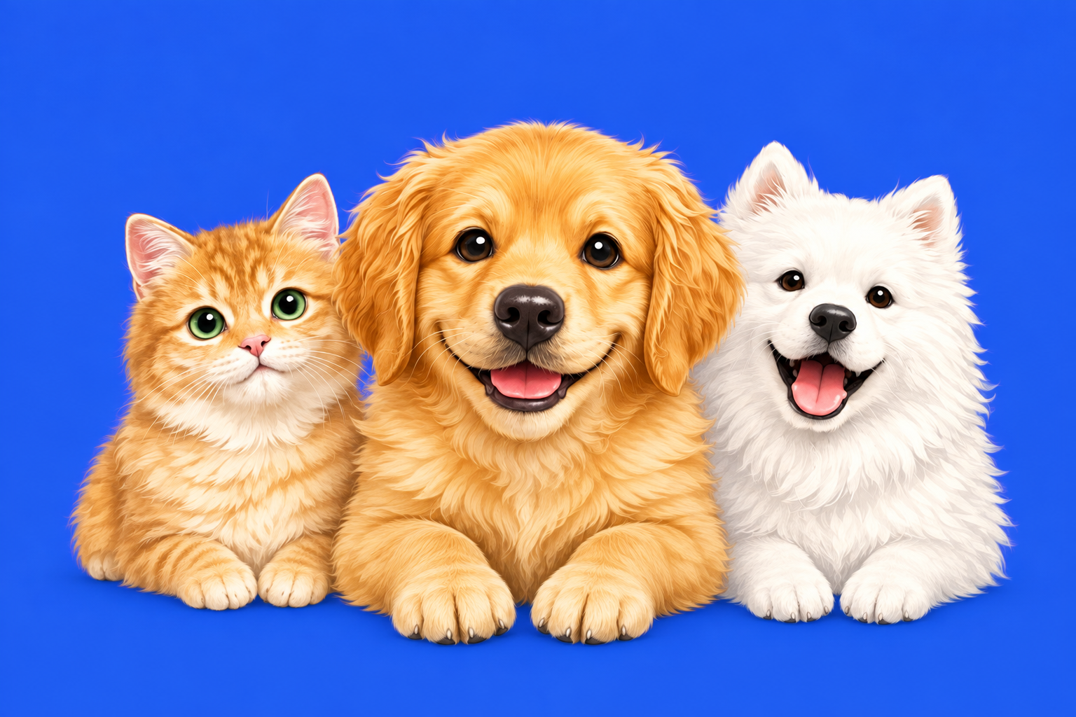 Shinba-chanの猫、ゴールデンレトリバー、白い犬